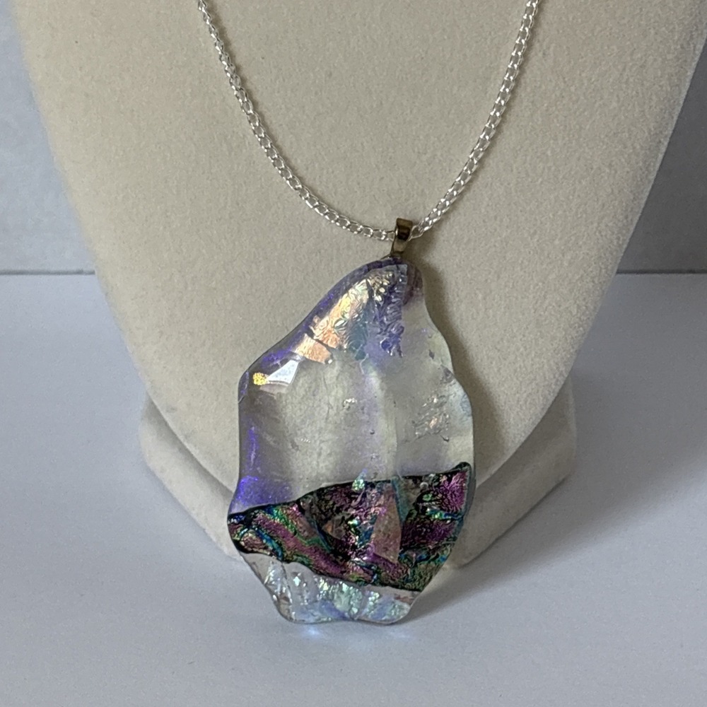 Artisan Dichroic Glass Shimmer Kaleidoscope Pendant Necklace